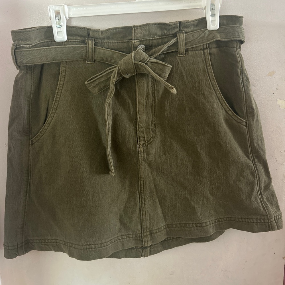Olive Green Belted Skirt